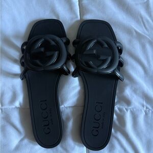Gucci Women's Black Logo Sandals